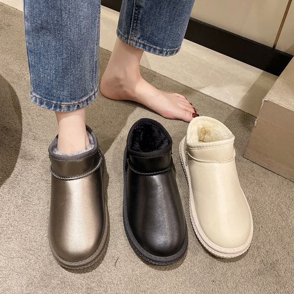 

designer women snow boots triple black chestnut brown beige grey fashion classic ankle short boot womens ladies girls booties winter shoes k