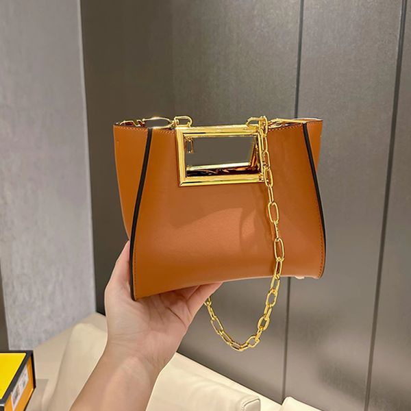 

handbag classic way leather simplicity tote bag shoulder bags gold metal solid color large capacity pocket handbags 2023