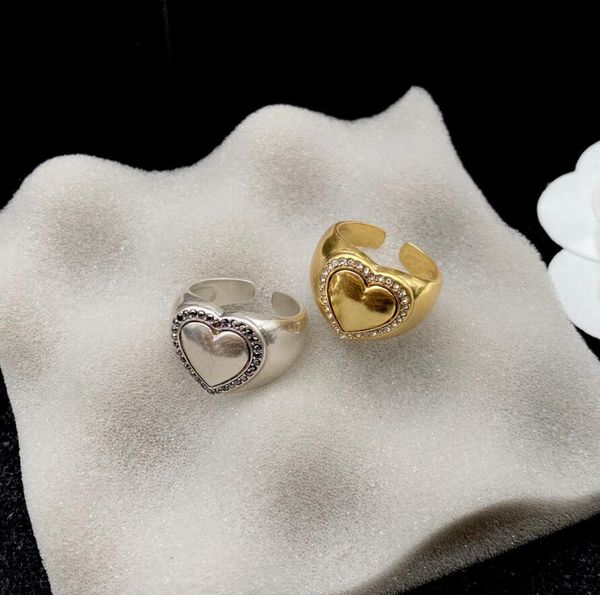 

fashion letter love heart charm rings bague men women designer gold silver ring jewelry for party anniversary