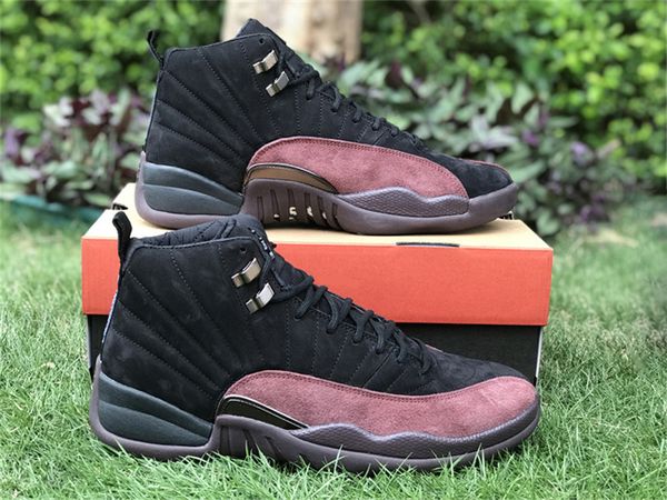 

2022 new authentic 12 a ma maniere black burgundy crush shoes men women eastside golf black taxi real carbon fiber athletic sneakers size 40, White;red