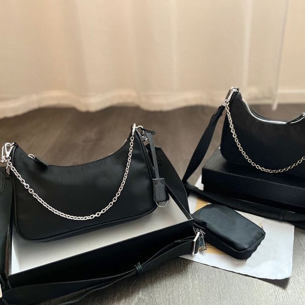 

new fashion nylon woman luxurys men designers bags lady crossbody tote hobo shoulder purses handbags bag wallet 3 piece set pink white red y