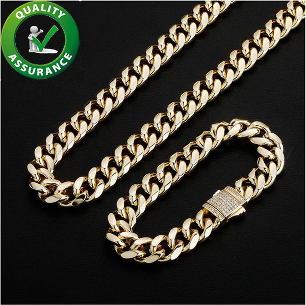 

10mm miami cuban link chain bracelet mens hip hop jewelry rapper designer necklace iced out bracelets gold silver accessories street fashion, Black