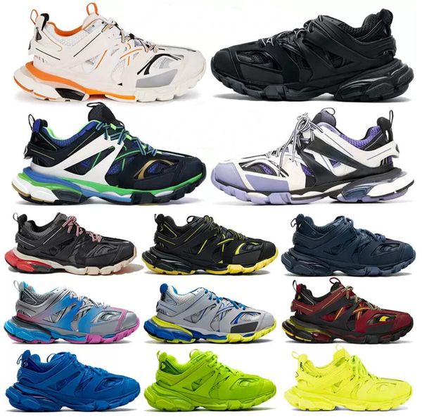 

luxury designer outdoor shoes leather sneakers trainer platform trainers triple s 3 3.0 white black tess.s. gomma nylon printed men women wi