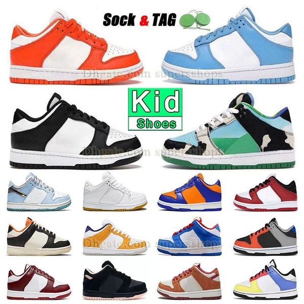 

kid boy girl running shoes fashion 75th anniversary chicago unc black and white panda big kids sneaker chidren's halloween dunky classi