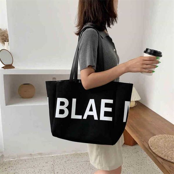 

bags trendy leisure personalized letter large capacity shoulder bag new simple style canvas female purse