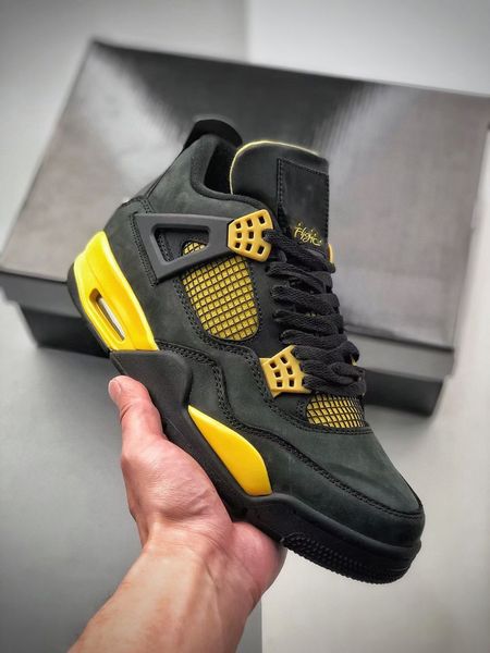 

2022 authentic 4 thunder black tour yellow men sports shoes sneakers with original box size us7-13