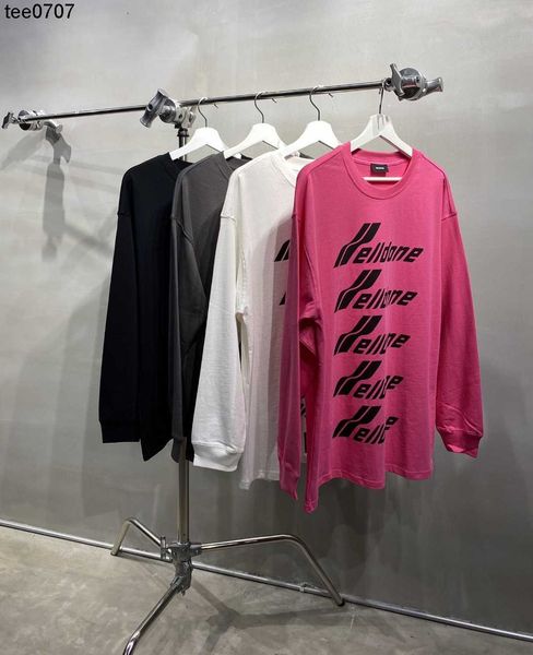 

2022 designer autumn new we11done letter printed men's and women's round neck long sleeve essential hoodie, Black