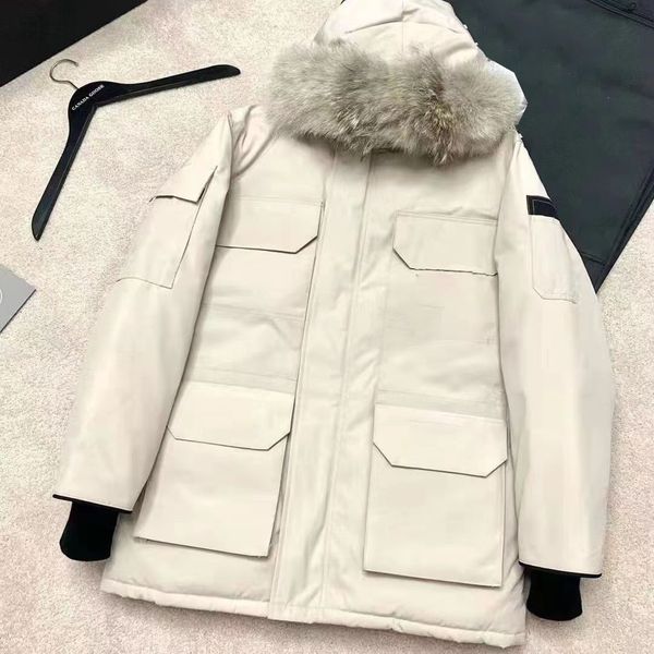 

autumn winter hip hop men's designer outerwear parkas casual heavy down coat plush hat high street fashion jacket loose couple genuine, Black