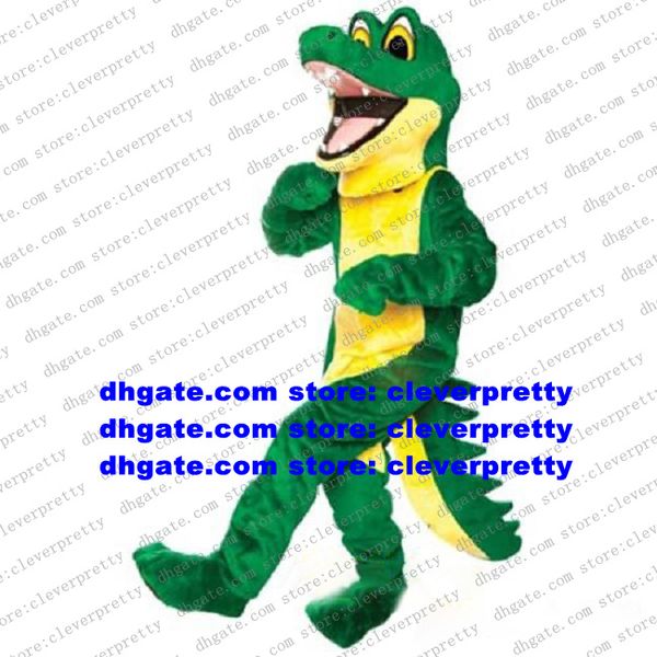 

green crocodile alligator mascot costume cartoon character outfit suit performing arts welcome the doorman zx1011, Red;yellow