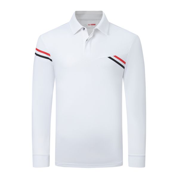 

oclunlc autumn winter golf clothing men's long sleeve golf t-shirts quick dry stretch slim fit leisure outdoor sports shirt, Black;blue