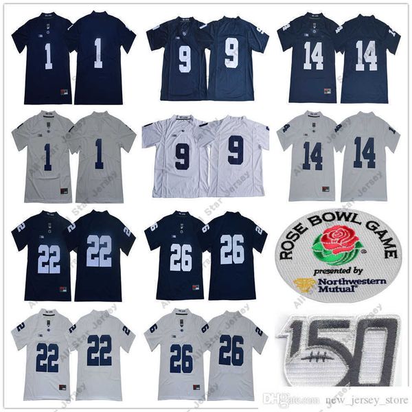 

american college football wear ncaa penn state nittany college football wear 1 kj hamler 14 sean clifford 22 john cappelletti 26 saquon bark, Black