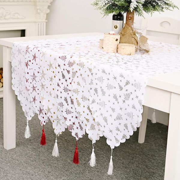 

gold stamping white table runner for christmas party decoration banquet wedding 1223527