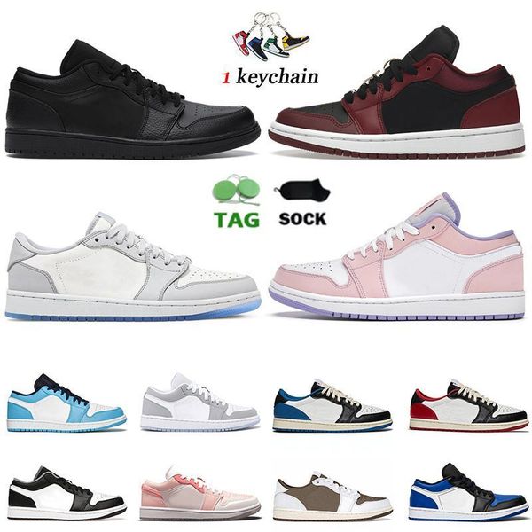

basketball shoes classic sneakers trainers black white unc pink arctic punch pine green carbon fiber jumpman 1s low mens women 1 mocha off