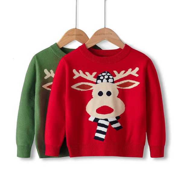 

autumn winter boys girls knitted christmas sweater toddler kids deer pullover children's xmas sweaters clothes for boys girls g220810, Blue