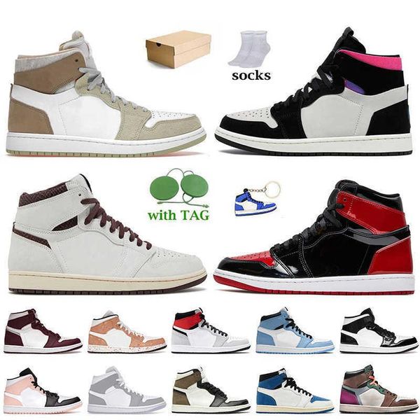 

basketball shoes sports sneakers patent bred mid wolf grey triple white high og 1 jumpman 1s olive aura paris germain psgs a ma maniere