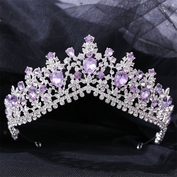 

wedding hair jewelry kmvexo vintage silver color purple tiaras crowns headbands bride party diadem bridal ornaments 221109, Slivery;golden