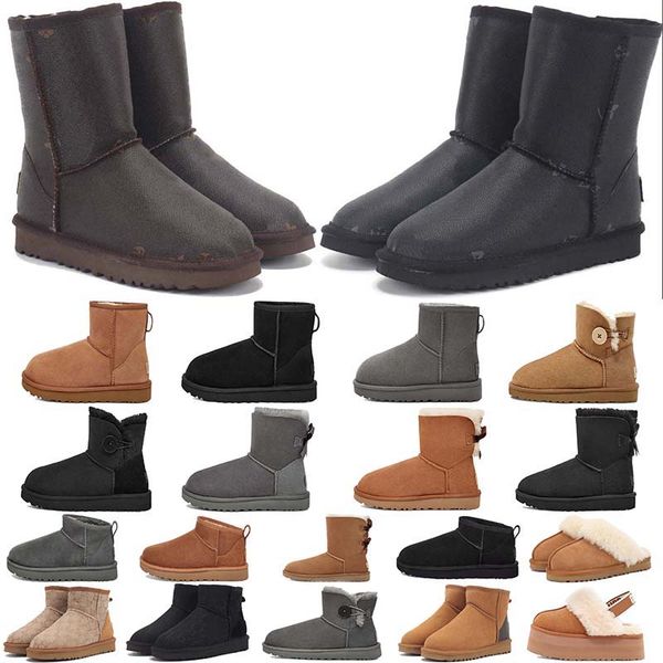 

winter snow boots black grey brown fashion classic ankle girls short boots shoes