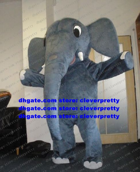 

grey elephant elephish mascot costume cartoon character outfit suit pedestrian street business anniversary zx1587, Red;yellow