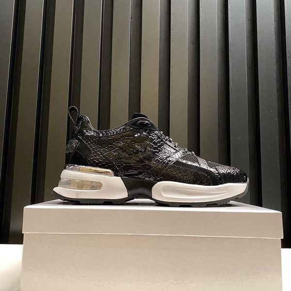 

designer shoes fashion luxury shoes men's leather lace up platform oversized sole sneakers casual shoes size 38-45 mkjl0002 yri, Black