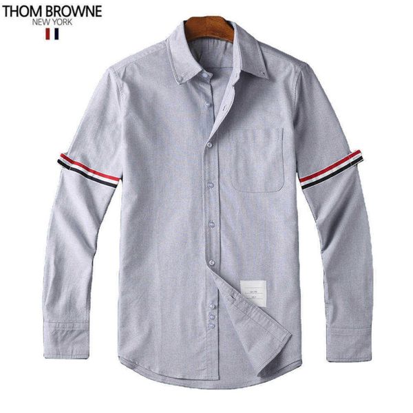 

luxury brand shirt thoms brownns designer s original quality thomas men's cotton lined sweat wicking long sleeve fabric double knitted, White;black