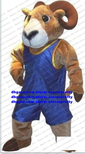 

brown bighorn sheep ram mascot costume antelope gazelle goat cartoon character exhibition exposition animation film zx1496, Red;yellow