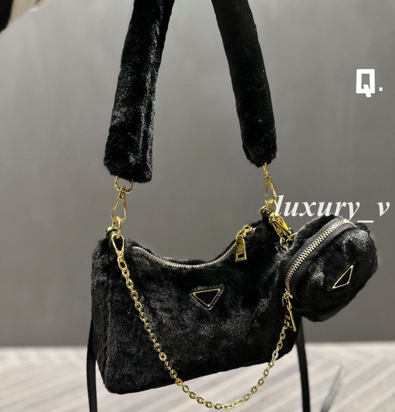 

designer 3 piece bags women shoulder bags fur handbags luxury crossbody wool bag 2005 edition hobos fashion purses