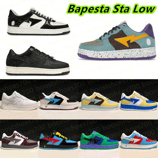 

womens mens nigo low casual shoes designer bathing apes teal brown yellow suede comics black blue patent leather black white sneaker fashion