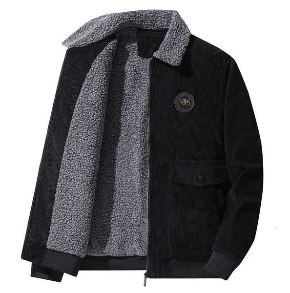 

fleece winter bomber jacket men air force pilot corduroy warm male windbreaker army tactical parkas coats outwear li8v, Black