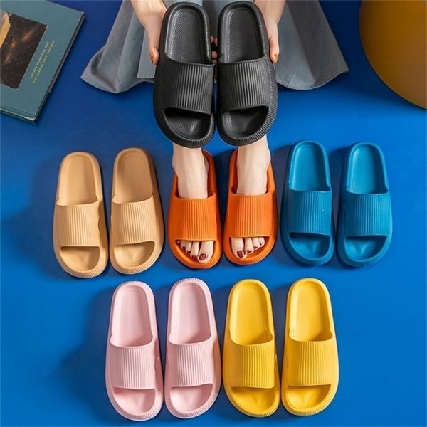 

slippers women thick platform cloud summer beach soft sole slide sandals men ladies indoor bathroom anti-slip home 221110, Black