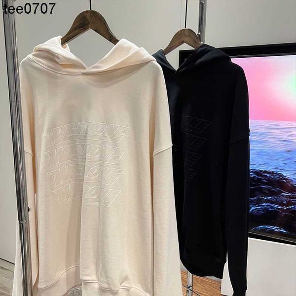 

designer we11done22 autumn/winter print letter long sleeve hooded sweater loose versatile street fashion brand essential hoodie, Black