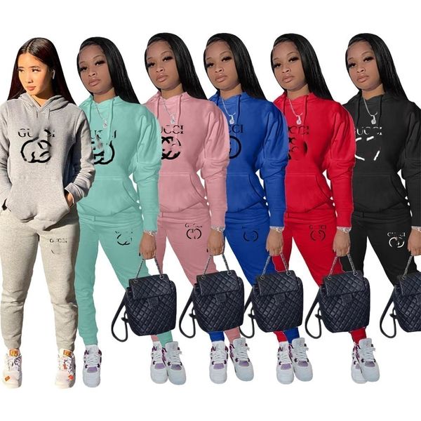 

designer brand women tracksuits jogging suit letter print 2 piece set hoodies pants long sleeve sweatsuits plus size sport leggings outfits, Gray