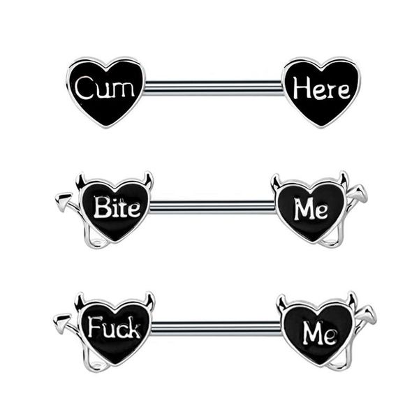 

1 pairs nipple rings 14g piercing bars 316l surgical steel barbell devil piercing jewellery for women men, Silver
