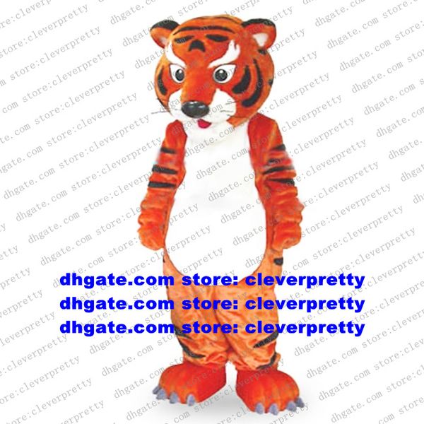 

long fur orange tiger tigerkin mascot costume cartoon character outfit suit business ceremony artistic performance zx2054, Red;yellow