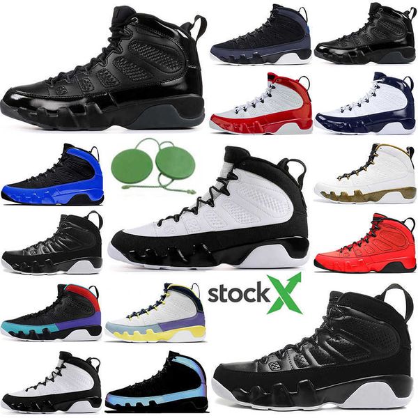 

jumpman 9 og basketball shoes for men unc change the world bred racer pearl blue snakeskin white pink university gold silver glitter hv0j, Black;white