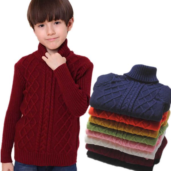 

kids sweater autumn winter toddler clothes children's turtleneck pullover sweaters for teen boys girls cm wear g220810, Blue