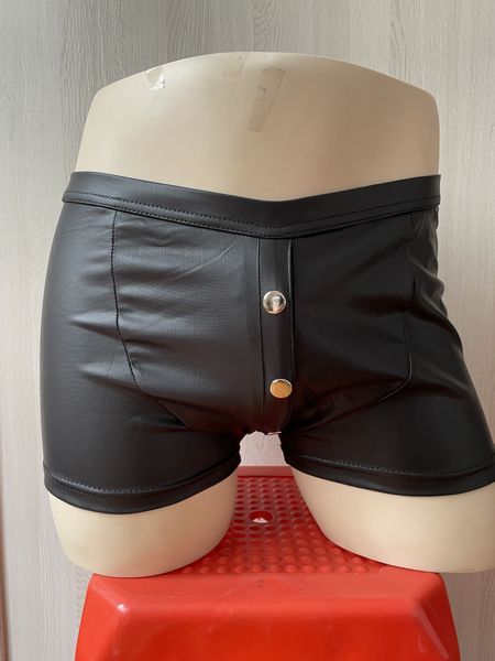 

underpants -2xl men black red pu panties night club short pants, Black;white