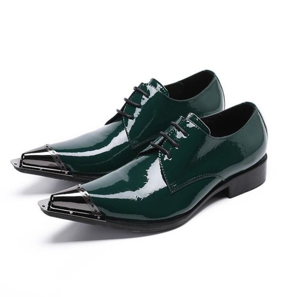 

green genuine leather oxford shoes men fashion wedding pointed toe party shoes lace-up mens dress shoes zapatos hombre, Black