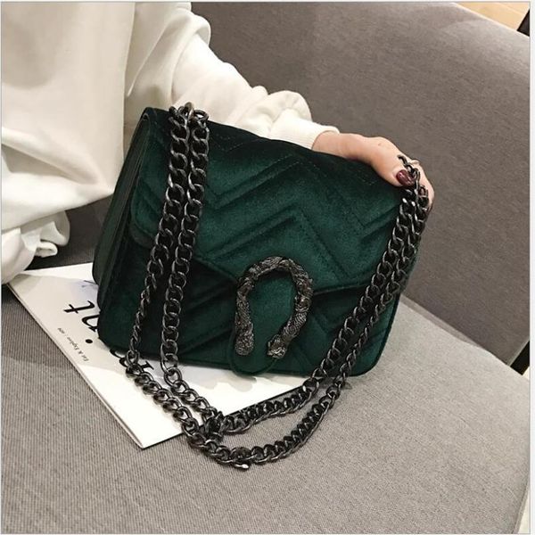 

2021 designer bag winter new snakehead lock velvet bag classic embroidered line wavy women chain bag elegant temperament small2396