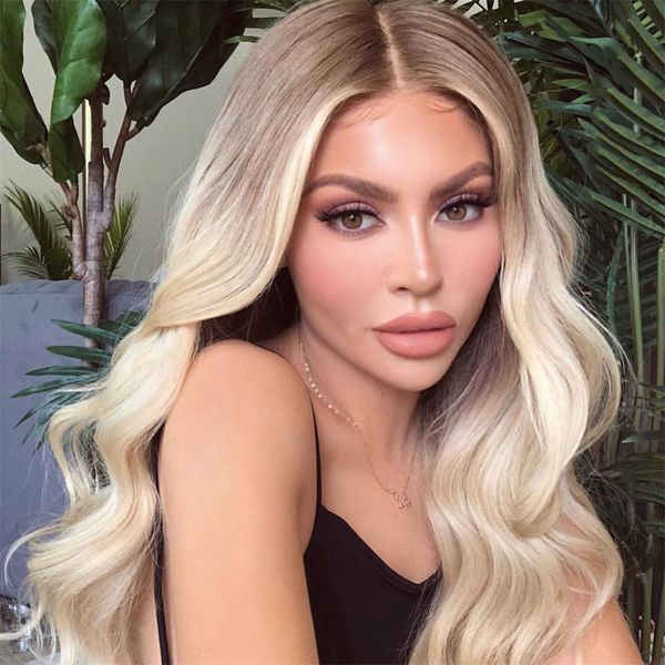 

woodfestival ombre wavy synthetic hair wig long wigs for women blonde ladies colored daily wear, Black