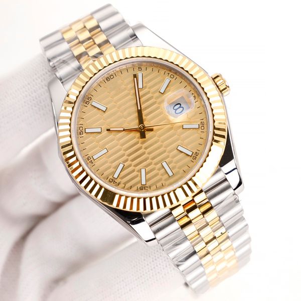 

Gold dial 41mm designer watch stainless steel 904L automatic mechanical scratch resistant blue crystal magnifying calendar quality Montre De Luxe watch, Waterproof