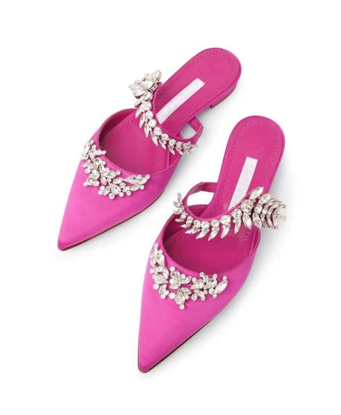 

perfect design women's lurum flat sandals satin crystal decorative belt muller shoes high heels walking party wedding dress eu35-43, Black