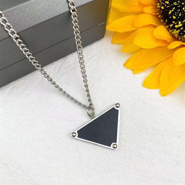 

necklace designer black white triangle iced out chain pendant for men women aesthetic jewelry trendy luxury jewelry customize halloween chri, Silver