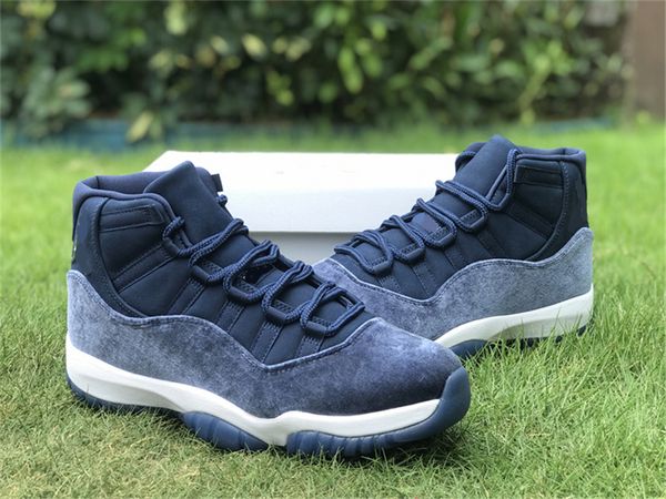 

limited authentic 11 high og wmns midnight navy outdoor shoes men women velvet metallic silver white sports sneakers size 36-47, White;red