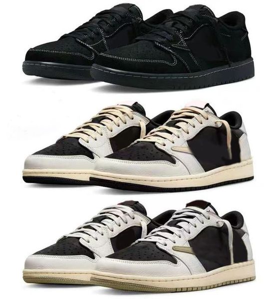 

air jordans1 jorde 1 low og black phantom basketball shoes travis men women cactus jack olive retro sneakers scotts fragment sail black outd