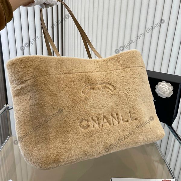

fluffy women designer beach bags handbags velour embroidery letter classic handbags shoulder crossbody handle portable tote large capacity s