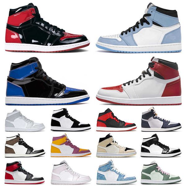 

new jumpman 1 1s basketball shoes authentic mens womens patent panda high og dark mocha pink mid dutch green carbon fiber sports sneakers