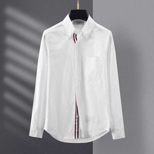 

mens shirt luxurys thoms brownns designers menswear casual bussiness trendy brand tb long sleeve college style same couple dress g851, White;black