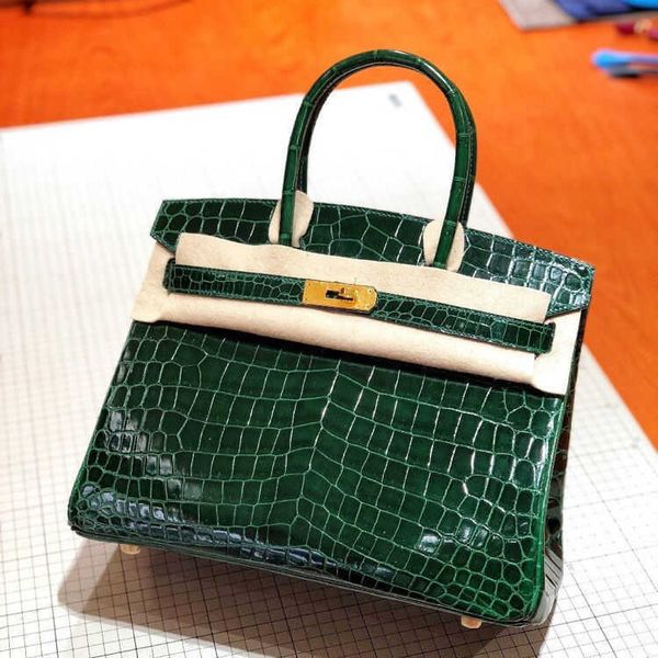 

herme bag birkins crocodile tote handbag new leather women's fashion high end temperament pattern platinum s ksce