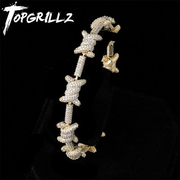 

charm bracelets rillz 10mm aaa cubic zircon staggered pattern length x knot necklace gold silver color chain hip hop bling jewelry for men 2, Golden;silver