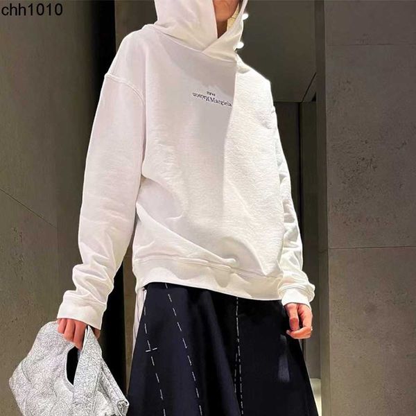 

designer the correct version mm6 hoodie flip embroidered letters reverse embroidery letter fashion brand hooded sweater, Black